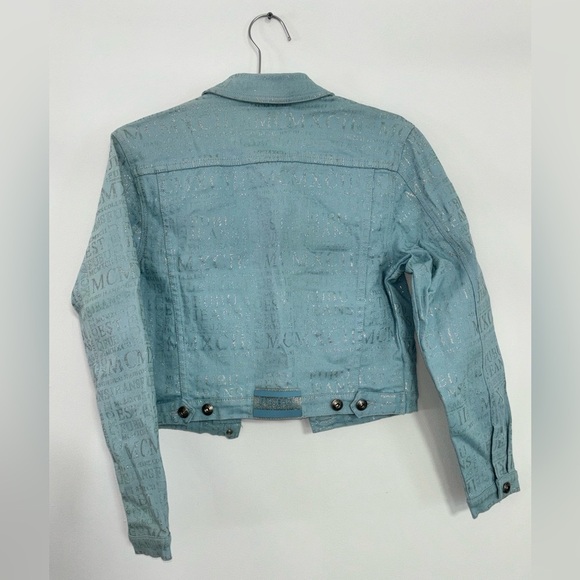 Rare Vintage Fubu Light Blue Denim Jacket Glitter Logo Womens size M - Picture 5 of 12